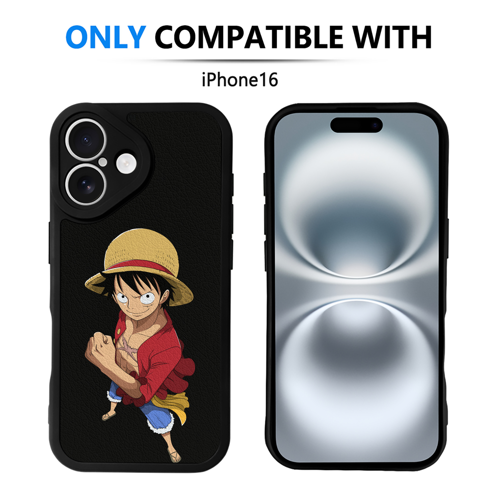 （画像用） ワンピース モンキー・D・ルフィ ONE PIECE Monkey D. Luffy 【iPhone 16シリーズ対応】シリコンスマホケース（レザー調） 材質：シリコン